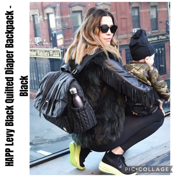 Happ Handbags - HAPP Levy Black Quilted Diaper Backpack - Black